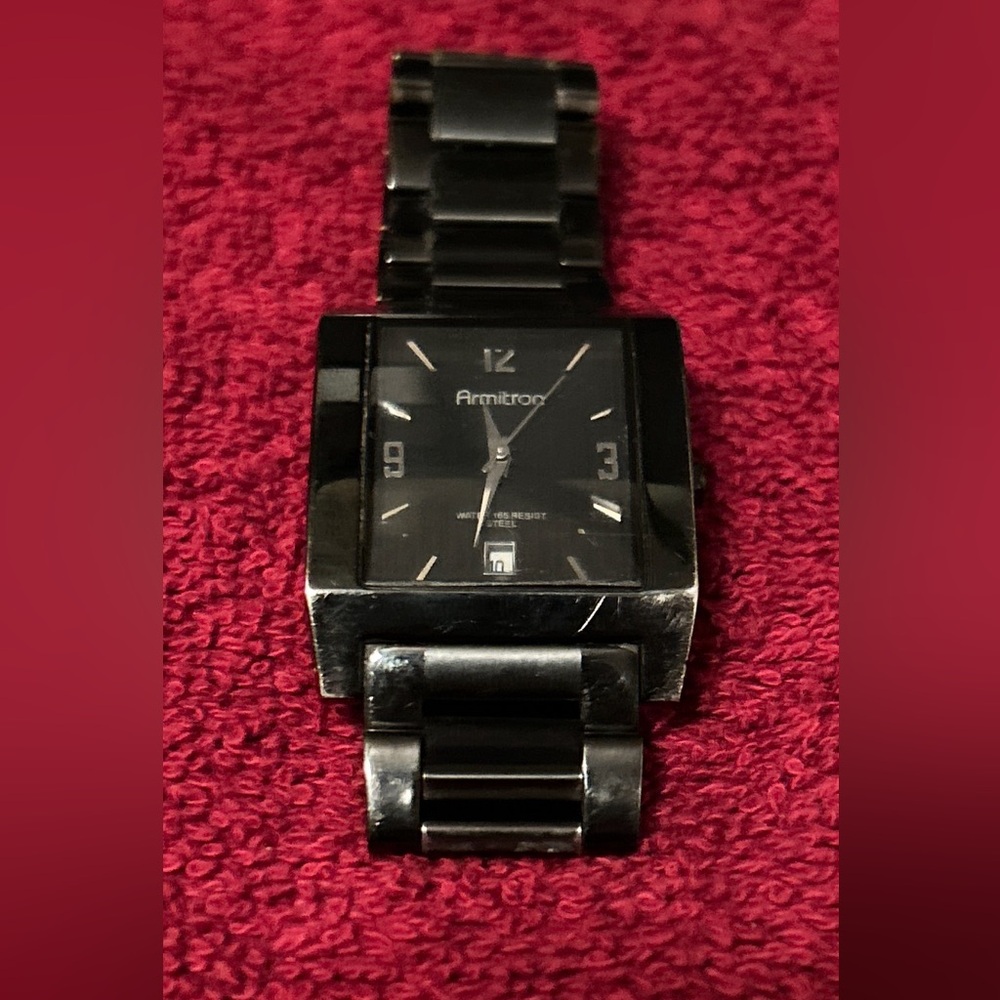 Armitron Black Square Men's Stainless Steel Watch